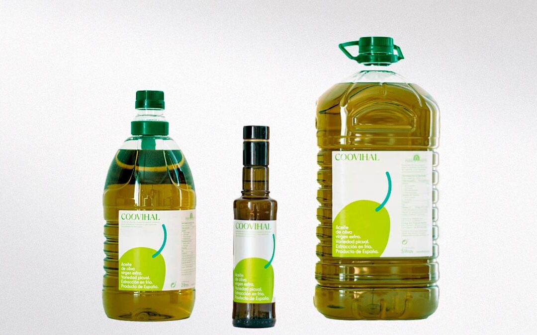 Garrafas de aceite de oliva virgen extra en 5L de cooperativa